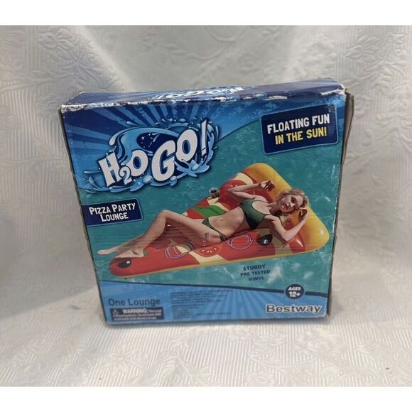 H20 Go! Pizza Party Pool Float Inflatable Raft 6' x 2" x 51" Bestway One Lounge - Picture 2 of 3